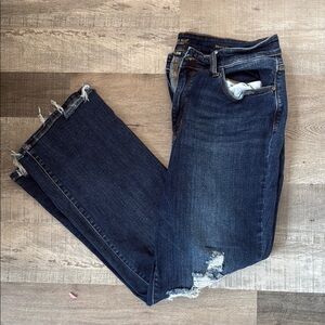 Judy Blue Straight Leg Blue Jeans with Distressed Details